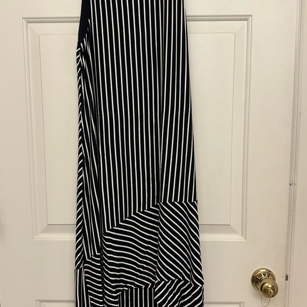 CAbi Black and White Asymmetrical A-Line Maxi Skirt